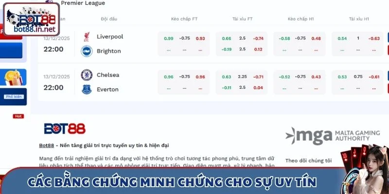 Các bằng chứng minh chứng cho sự uy tín của nhà cái